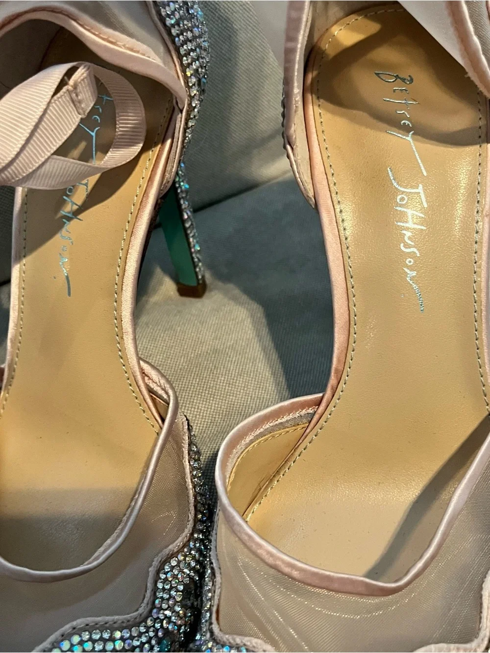Embellished Pink Rhinestone High Heels with Ankle Ribbon